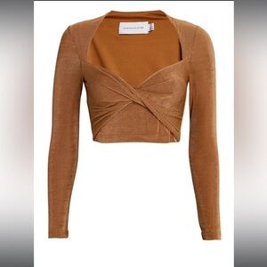 Brown Long Sleeve Crop Top